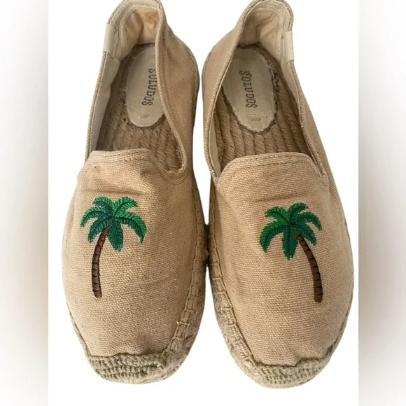 Soludos Palm Tree Smoking Slippers in Safari Embroidered Espadrilles, si… - Picture 4 of 14